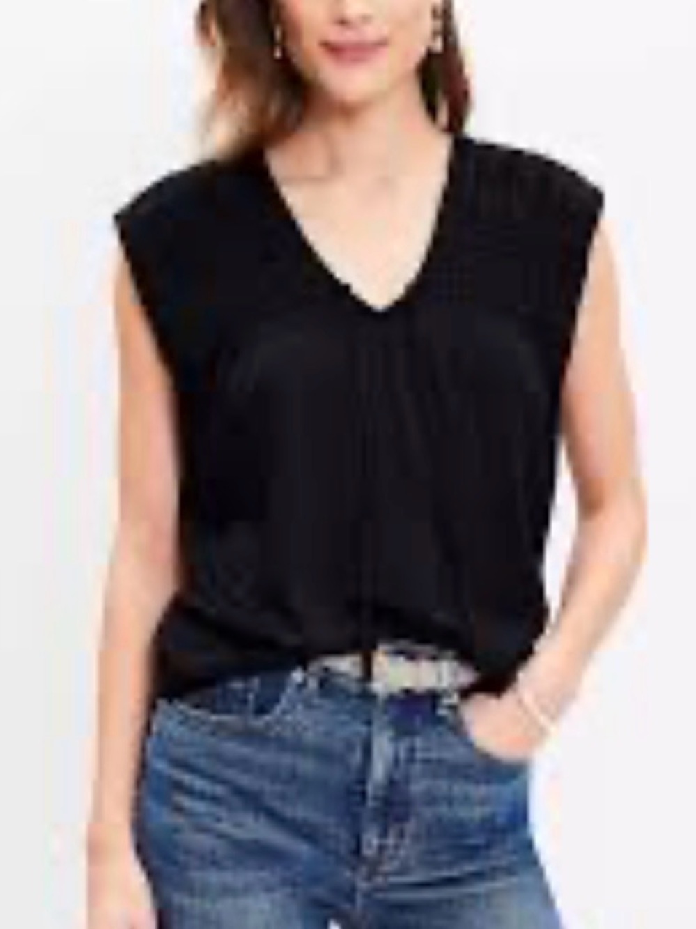 LOFT Sleeveless Oversized Tee | Black | Size Large
